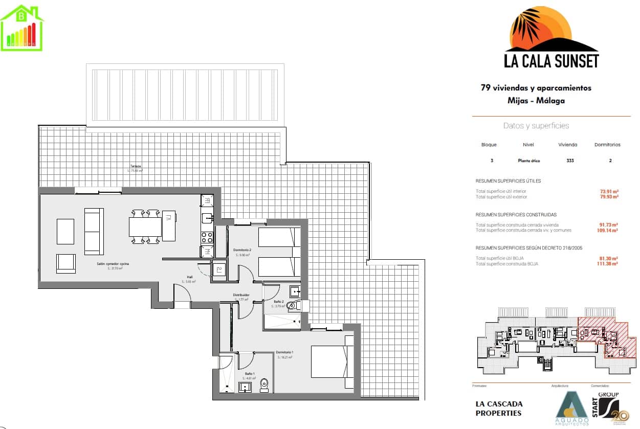 2 bedroom Penthouse for sale in La Cala de Mijas with pool garage - € 419,000 (Ref: 9719339)