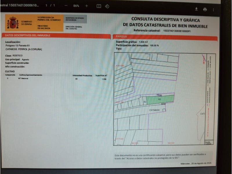 Ubebygd land til salgs i Ferrol - € 48 000 (Ref: 9185260)