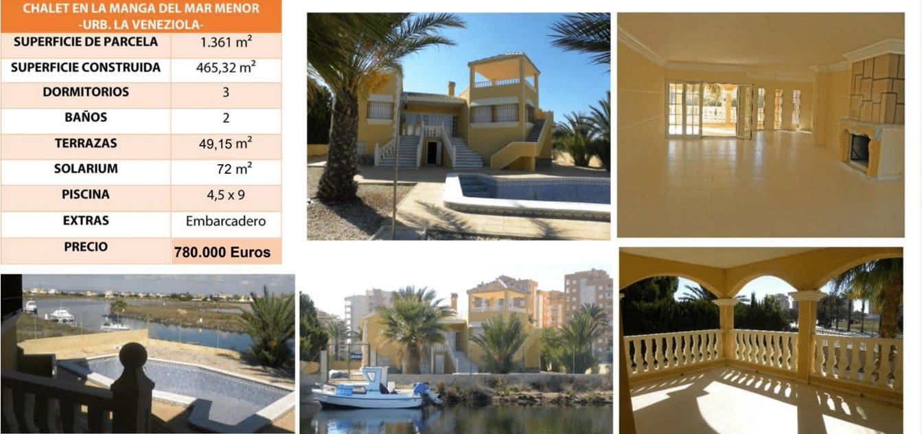 3 soveværelse Villa til salg i La Manga del Mar Menor med swimmingpool - € 780.000 (Ref: 8207344)