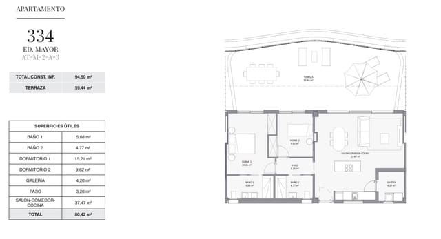 2 quarto Apartamento para venda em Alfaz del Pi / L'Alfàs del Pi com piscina - 580 000 € (Ref: 9374476)