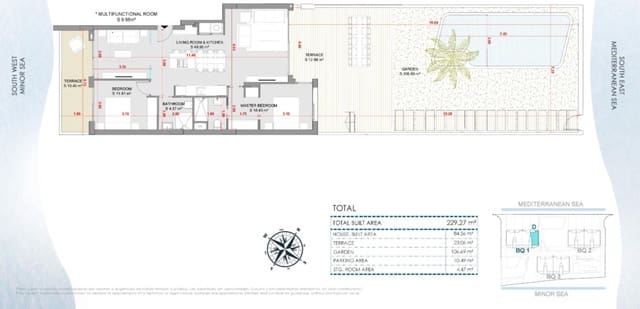 Apartamento de 2 habitaciones en La Manga del Mar Menor en venta con piscina - 950.000 € (Ref: 9374522)