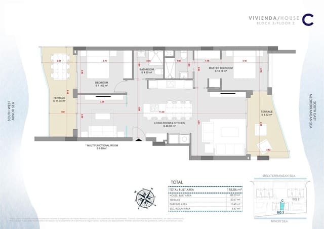 2 quarto Apartamento para venda em La Manga del Mar Menor com piscina - 950 000 € (Ref: 9374522)