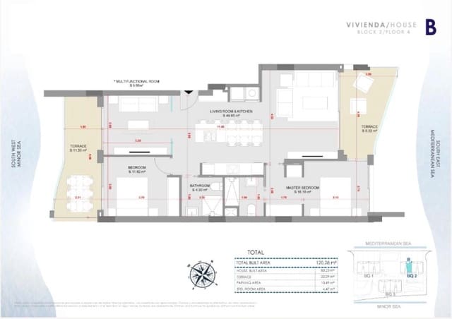 2 makuuhuone Huoneisto myytävänä paikassa La Manga del Mar Menor mukana uima-altaan - 890 000 € (Ref: 9374551)