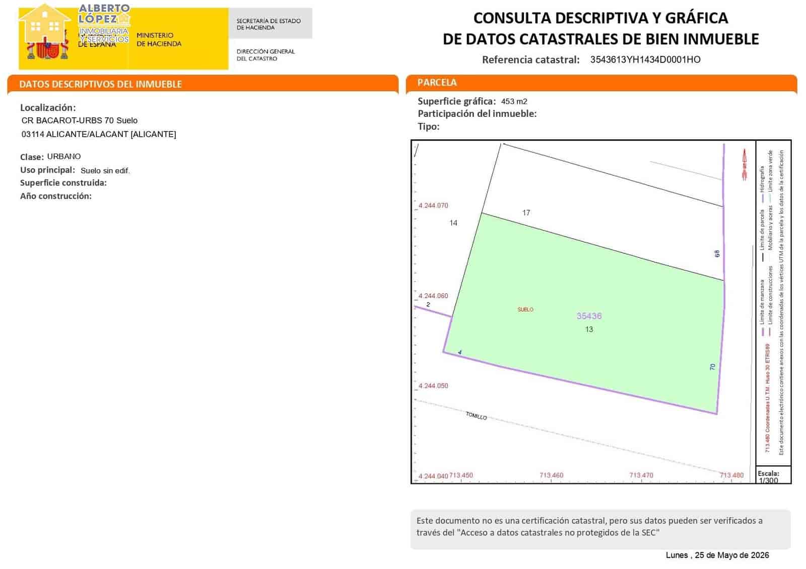 Tomt till salu i Alicante stad - 300 000 € (Ref: 9860208)