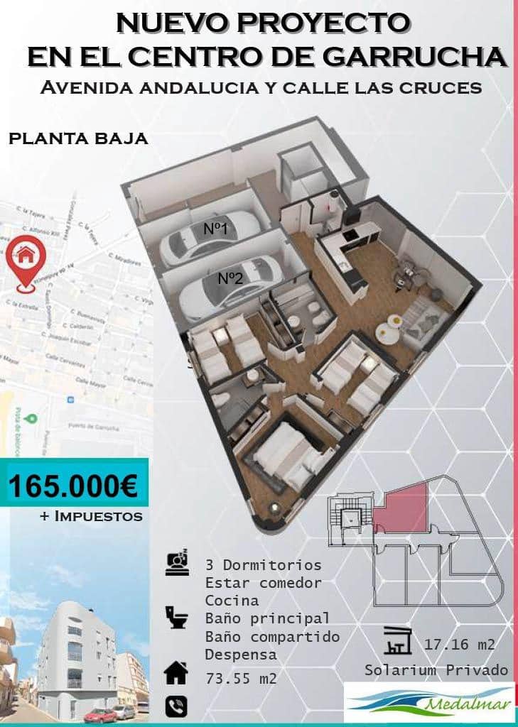 3 bedroom Apartment for sale in Garrucha with garage - € 165,000 (Ref: 8909986)