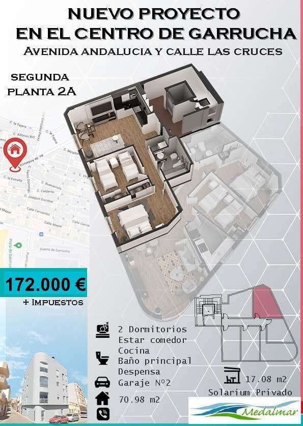 2 soveværelse Lejlighed til salg i Garrucha med garage - € 172.000 (Ref: 8909987)