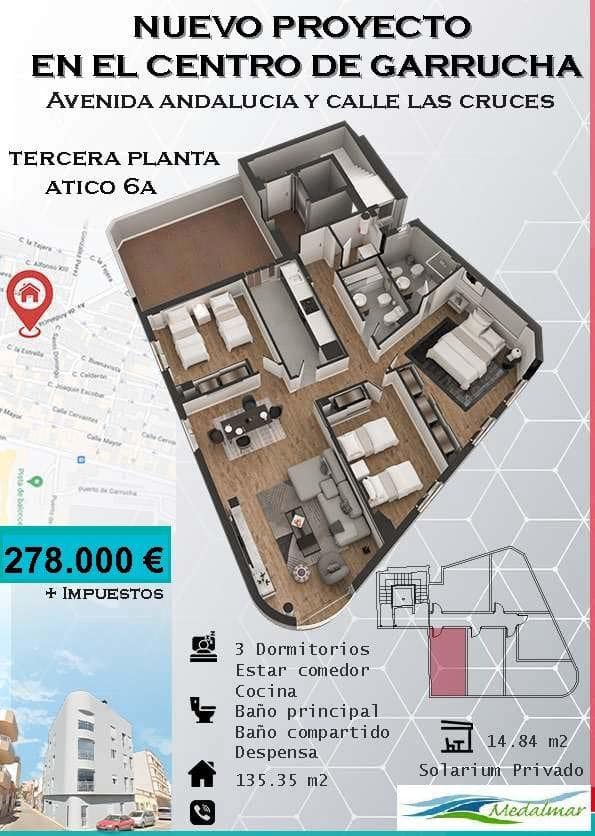 3 soverom Penthouse til salgs i Garrucha med garasje - € 278 000 (Ref: 8909988)