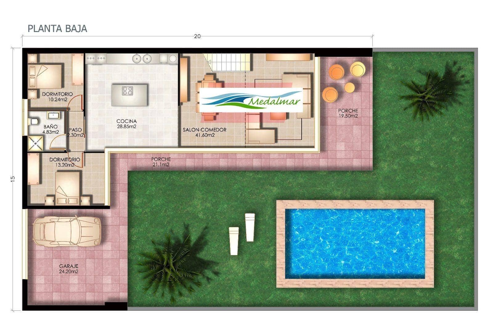 3 slaapkamer Villa te koop in Vera met zwembad garage - € 535.000 (Ref: 8910011)