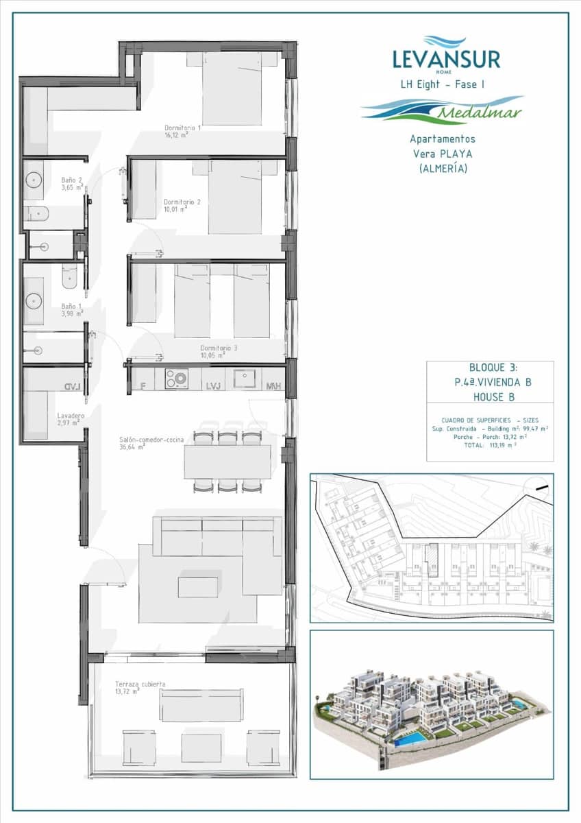 Apartamento de 3 habitaciones en Vera en venta con piscina garaje - 265.000 € (Ref: 9794373)