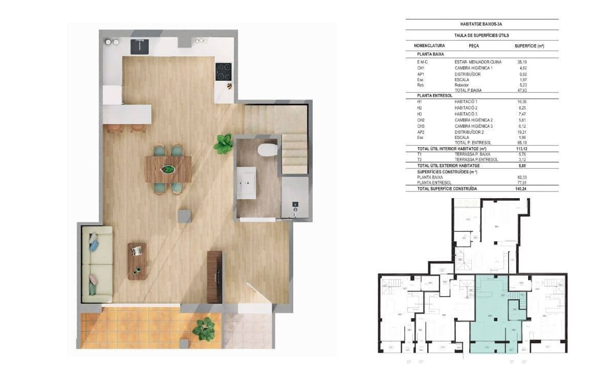 3 makuuhuone Huoneisto myytävänä paikassa Girona kaupunki - 398 000 € (Ref: 9876774)
