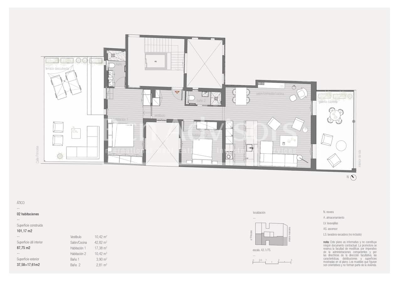 2 soverom Penthouse til salgs i Barcelona by - € 1 495 000 (Ref: 9097492)