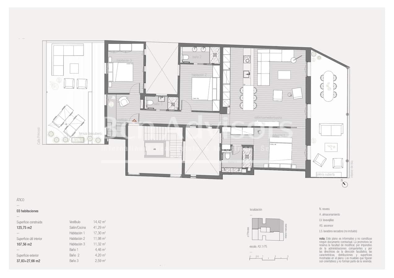 3 soverom Penthouse til salgs i Barcelona by - € 1 795 000 (Ref: 9097493)