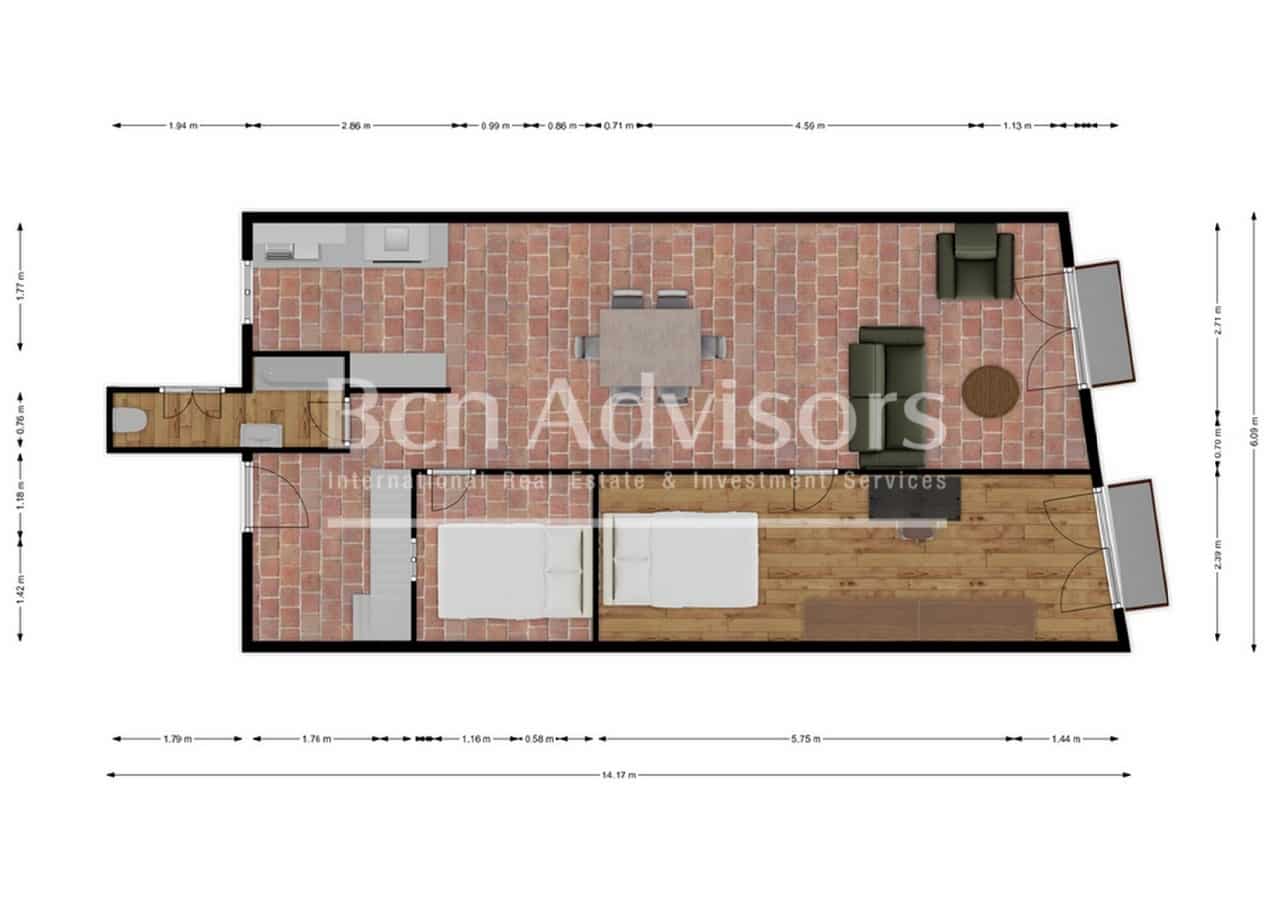 2 bedroom Penthouse for sale in Barcelona city - € 445,000 (Ref: 9378892)