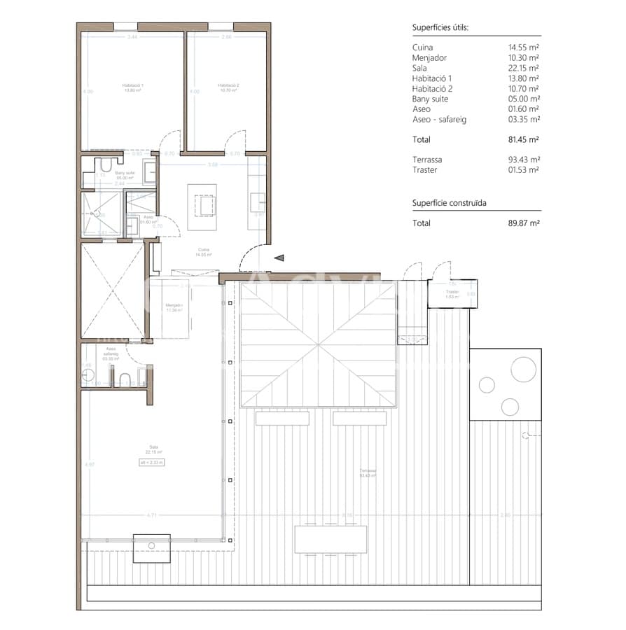 2 quarto Penthouse para venda em Barcelona cidade - 1 390 000 € (Ref: 9413859)