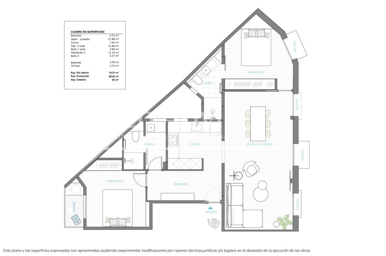 2 quarto Apartamento para venda em Barcelona cidade - 795 000 € (Ref: 9513255)