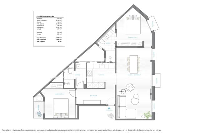 2 quarto Apartamento para venda em L'Antiga Esquerra de L'Eixample, Barcelona cidade - 795 000 € (Ref: 9513255)