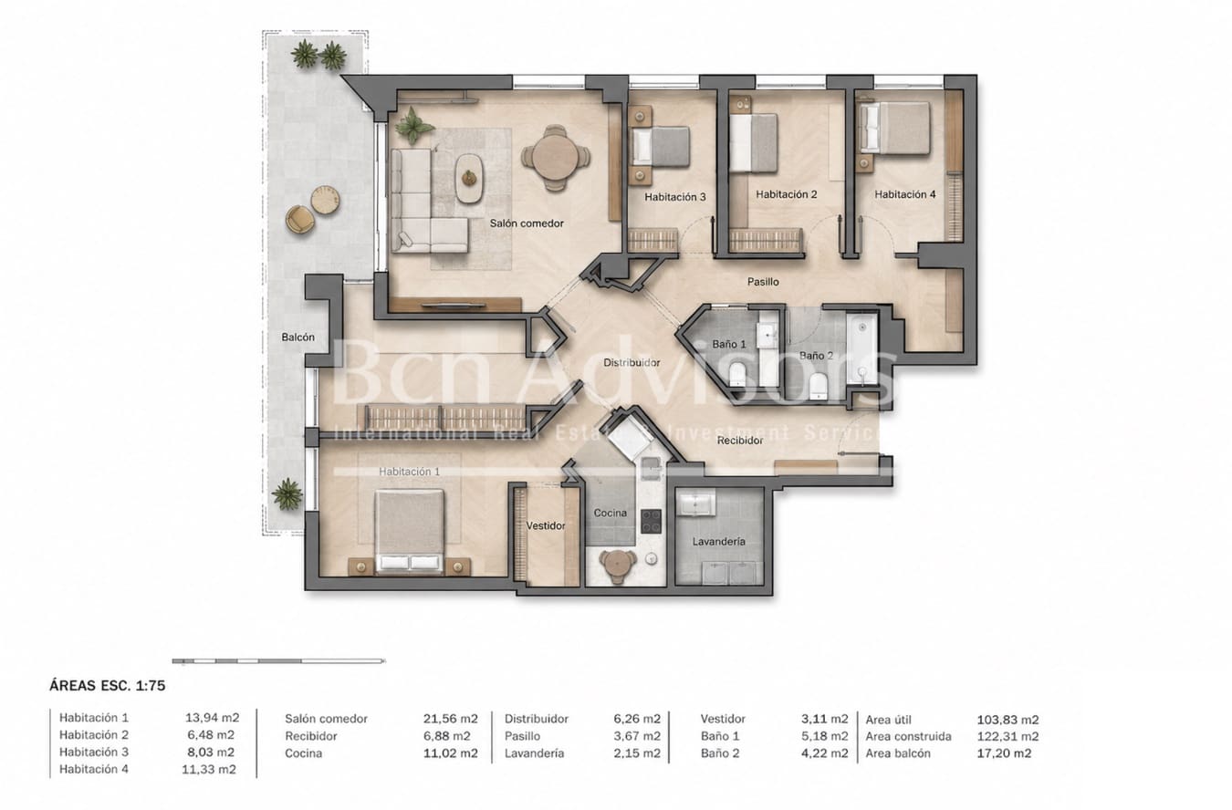 4 camera da letto Appartamento in vendita in Barcelona citta con piscina garage - 1.330.000 € (Rif: 9820216)