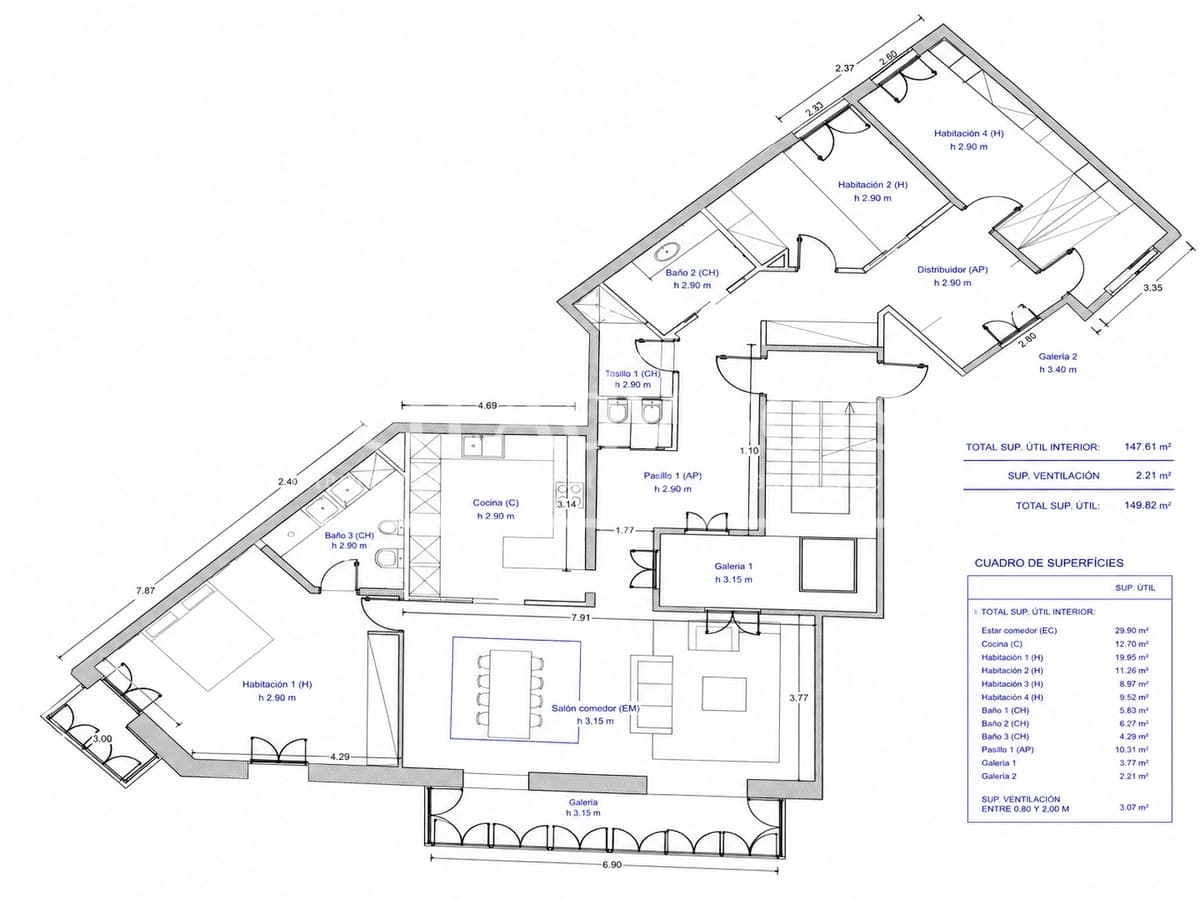 4 chambre Appartement à vendre à Barcelone ville - 1 390 000 € (Ref: 9833501)