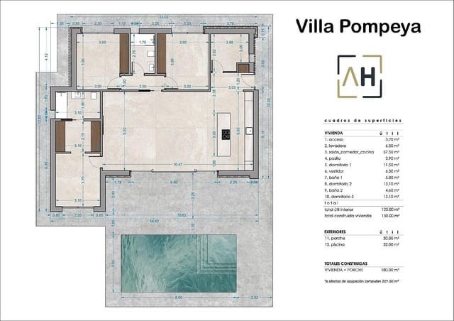 3 Zimmer Villa zu verkaufen in Pinoso mit Pool - 447.000 € (Ref: 9585326)