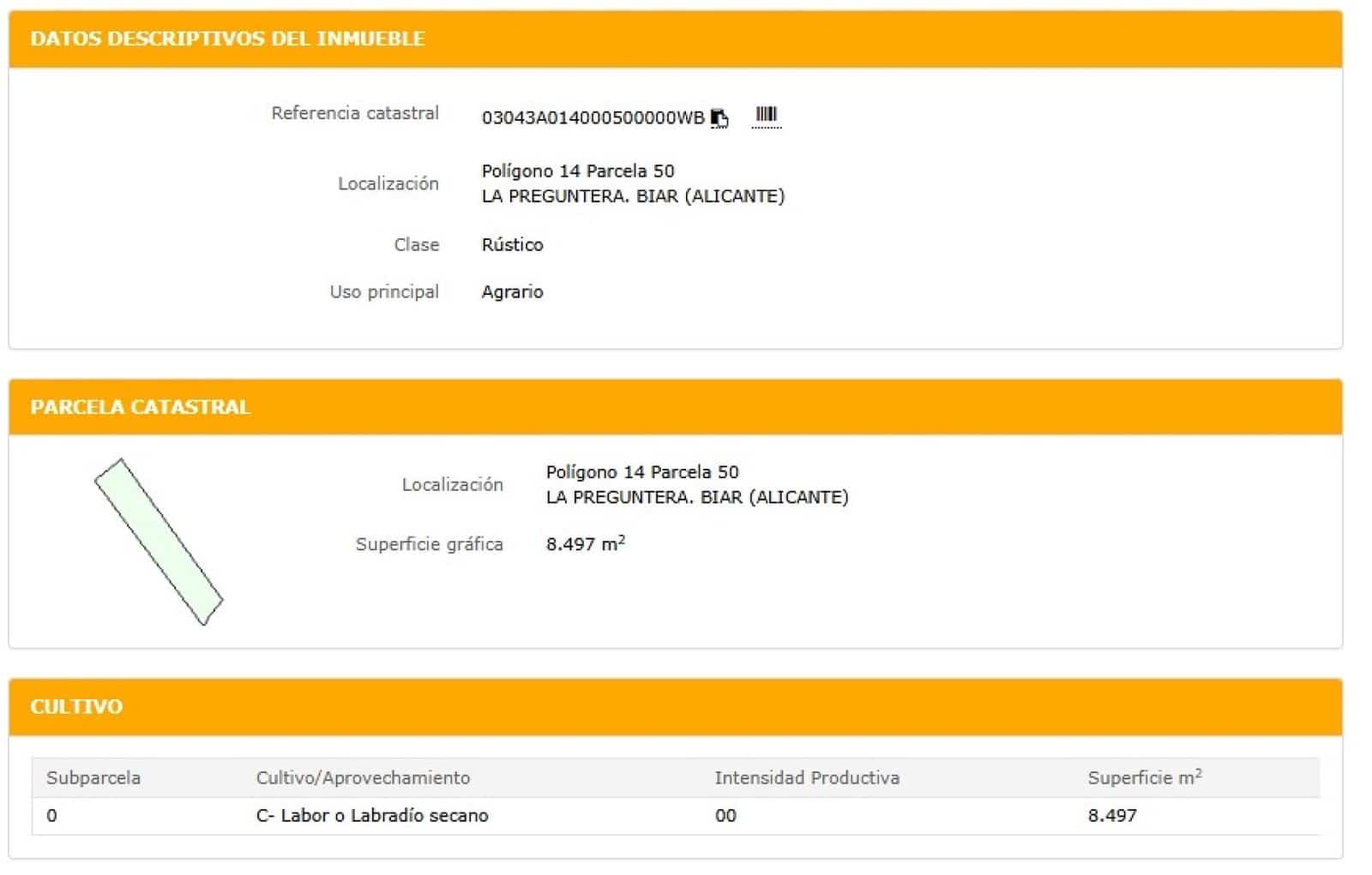 Grunde uden byggetilladelser til salg i Biar - € 39.995 (Ref: 9694644)