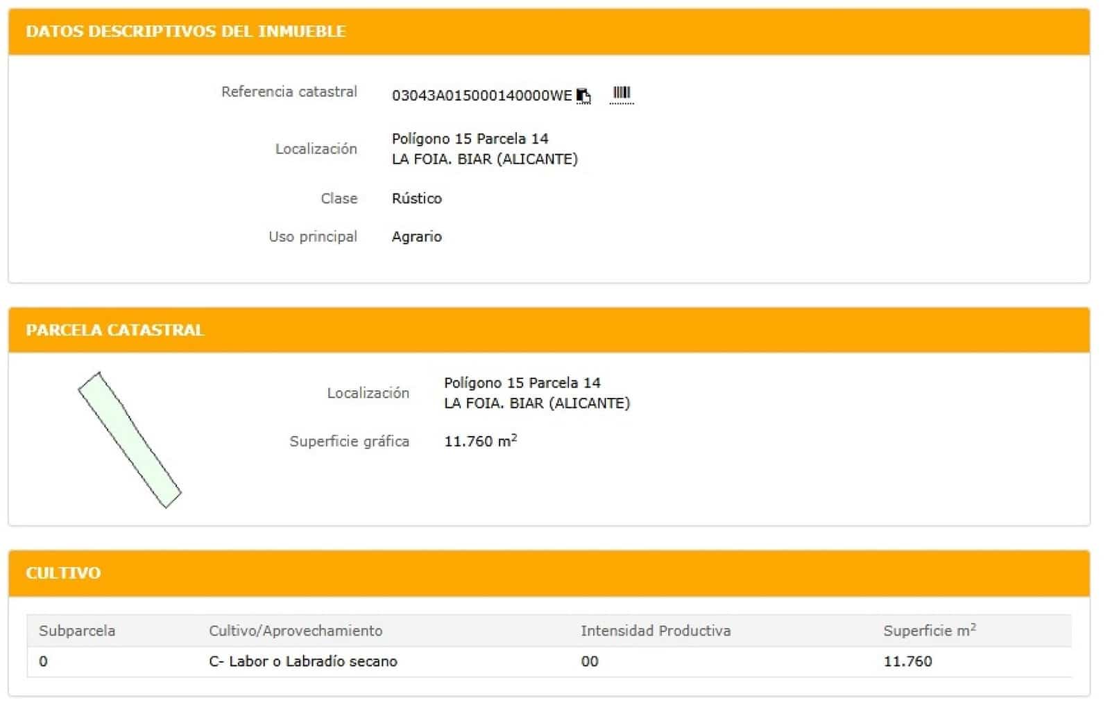 Grunde uden byggetilladelser til salg i Biar - € 39.995 (Ref: 9694644)