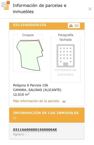 Ubebygd land til salgs i Salinas - € 75 000 (Ref: 9872907)