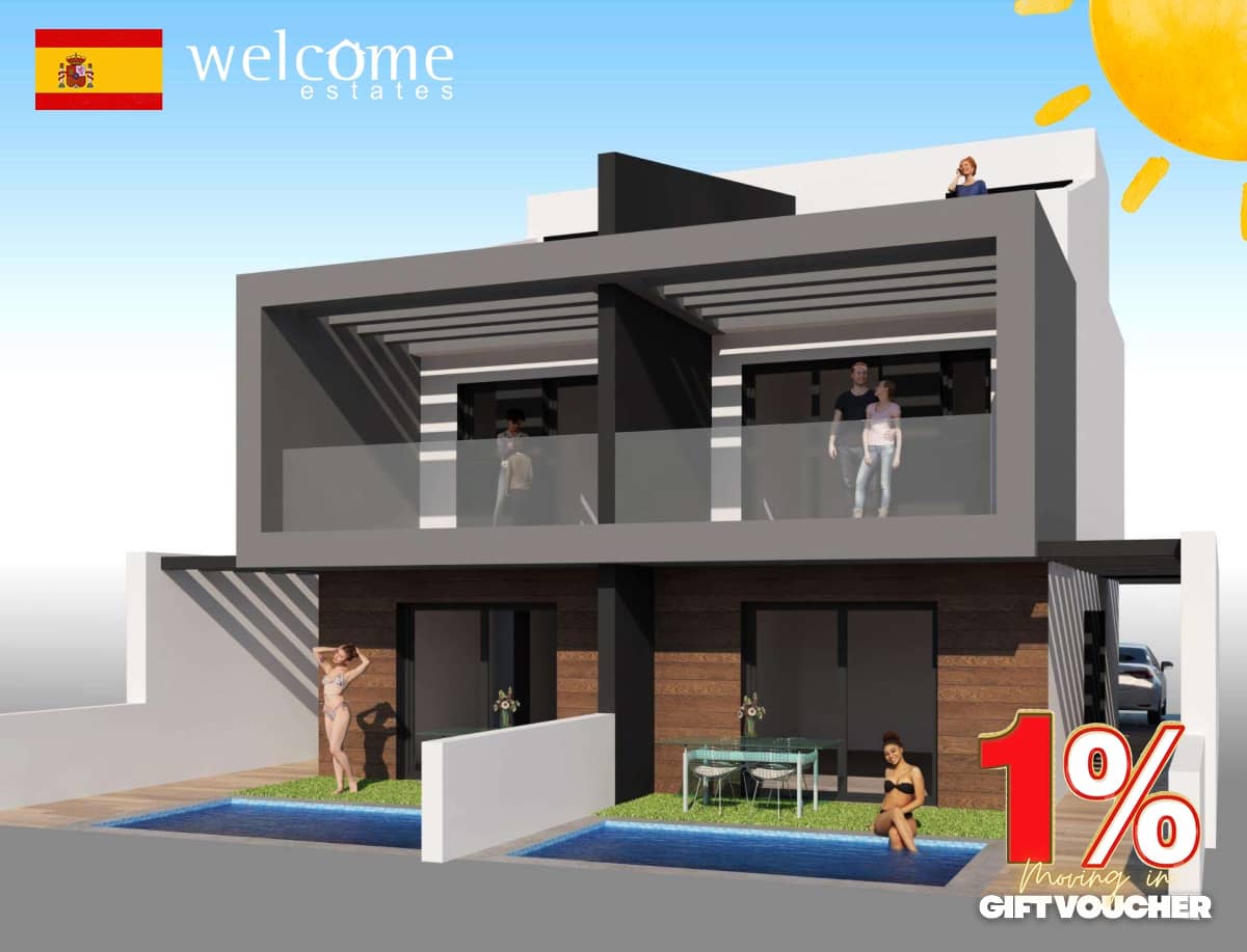 3 soveværelse Semi-Rækkehus til salg i Santiago de la Ribera med swimmingpool - € 400.000 (Ref: 9332163)