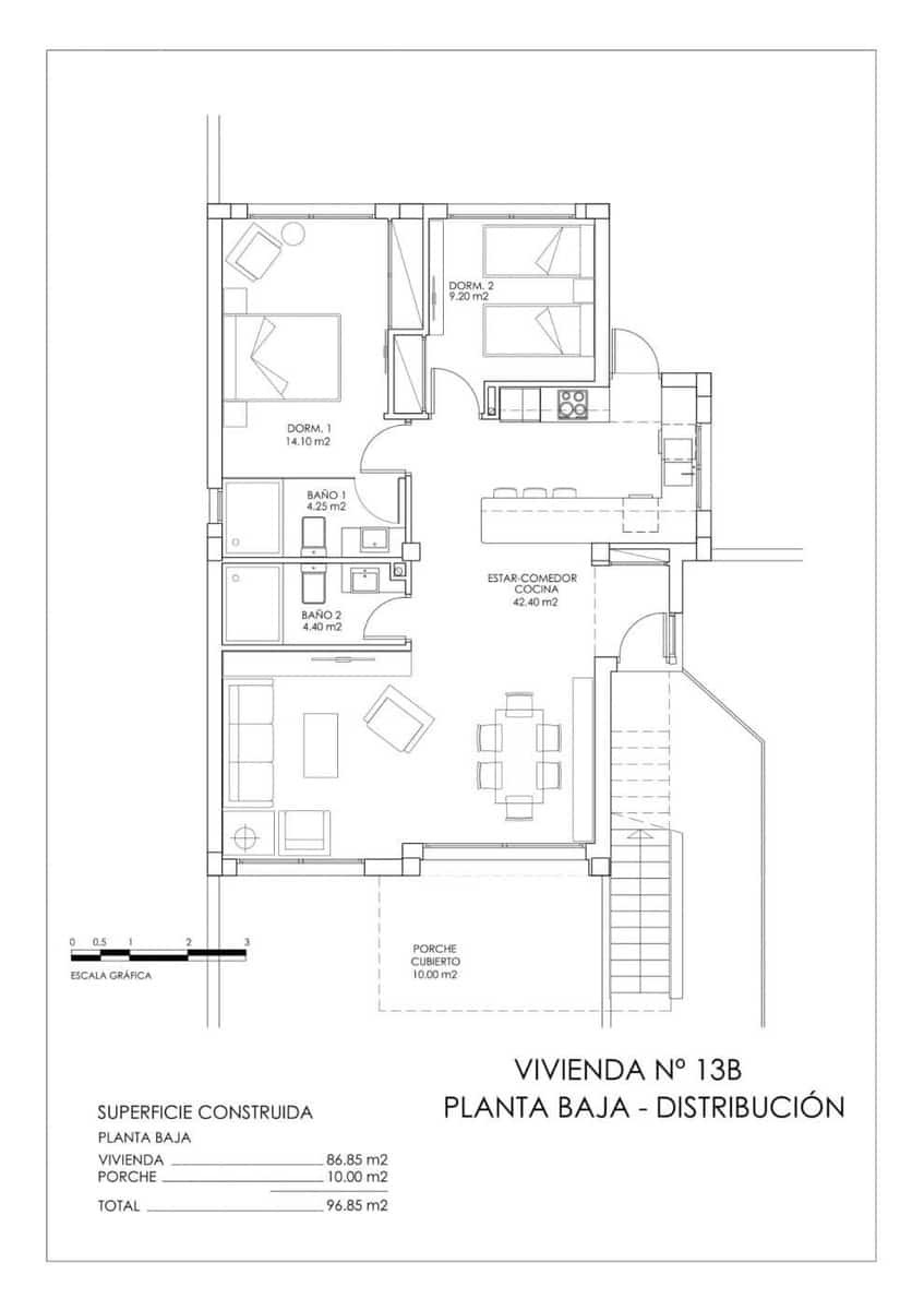 2 camera da letto Bungalow in vendita in Vistabella con piscina - 375.000 € (Rif: 9332609)