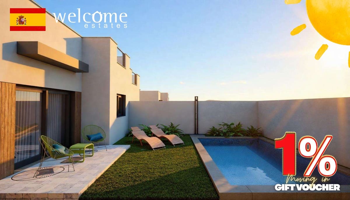 3 soverom Kjedet enebolig til salgs i Mazarron med svømmebasseng garasje - € 239 900 (Ref: 9523246)