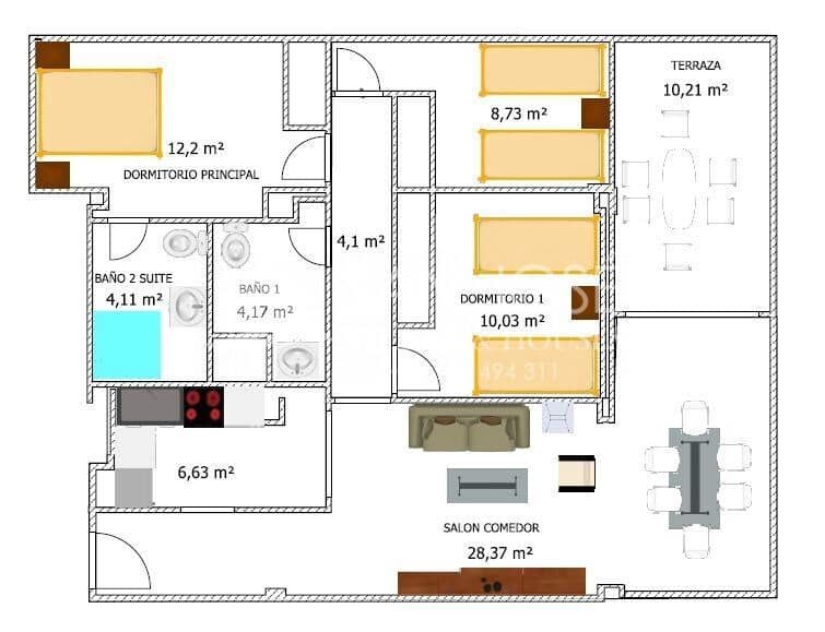 3 bedroom Flat for sale in Playa de San Juan with pool - € 470,000 (Ref: 3166238)