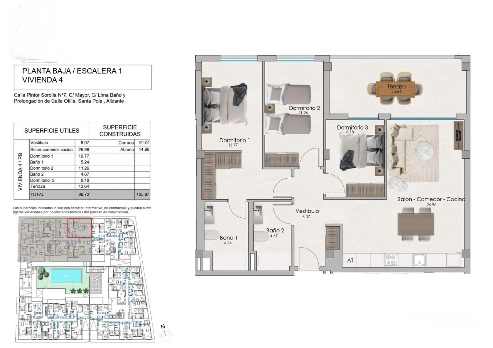 3 bedroom Flat for sale in Santa Pola with pool garage - € 300,000 (Ref: 9486709)
