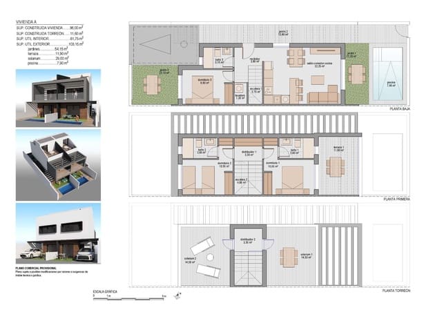 3 soverom Villa til salgs i Santiago de la Ribera, San Javier med svømmebasseng - € 400 000 (Ref: 9036029)