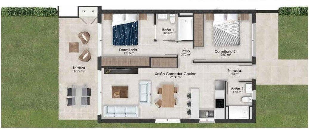 Apartamento de 2 habitaciones en Condado de Alhama en venta con piscina - 215.000 € (Ref: 9610420)