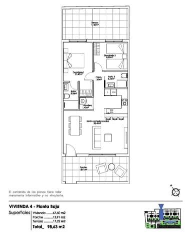 2 soveværelse Villa til salg i Pilar de la Horadada ciudad, Pilar de la Horadada med swimmingpool - € 255.000 (Ref: 9622230)