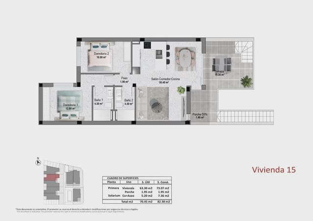 2 soverom Bungalow til salgs i Pilar de la Horadada ciudad, Pilar de la Horadada med svømmebasseng garasje - € 314 900 (Ref: 10003594)