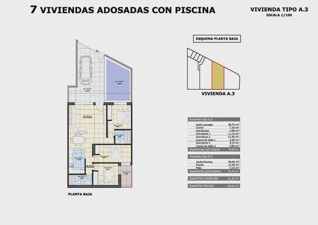 3 soveværelse Bungalow til salg i Pilar de la Horadada ciudad, Pilar de la Horadada med swimmingpool garage - € 314.900 (Ref: 9961346)