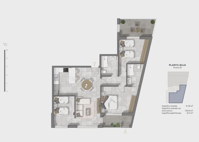 3 quarto Apartamento para venda em Zona Pueblo, Guardamar del Segura com piscina garagem - 334 000 € (Ref: 9968498)