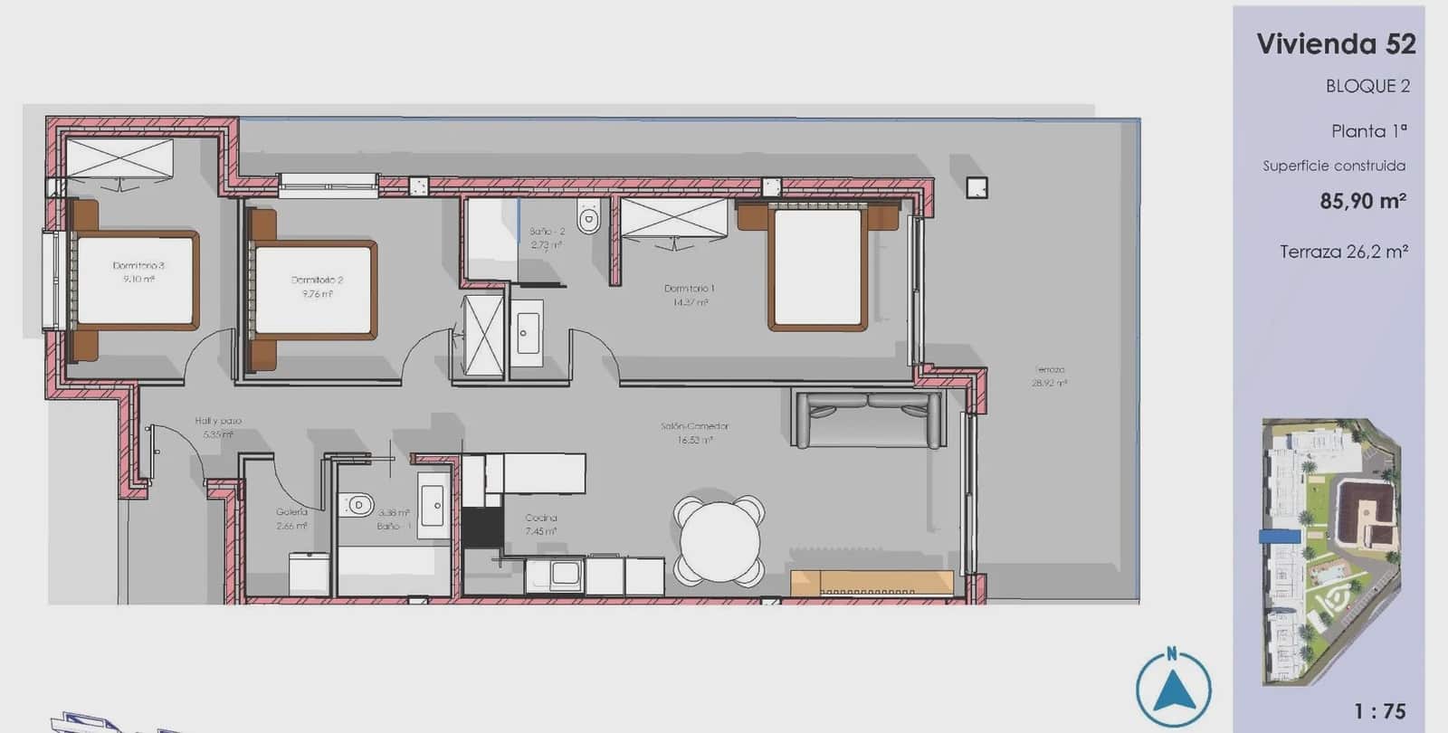 3 soveværelse Lejlighed til salg i Guardamar del Segura med swimmingpool garage - € 315.000 (Ref: 9968533)