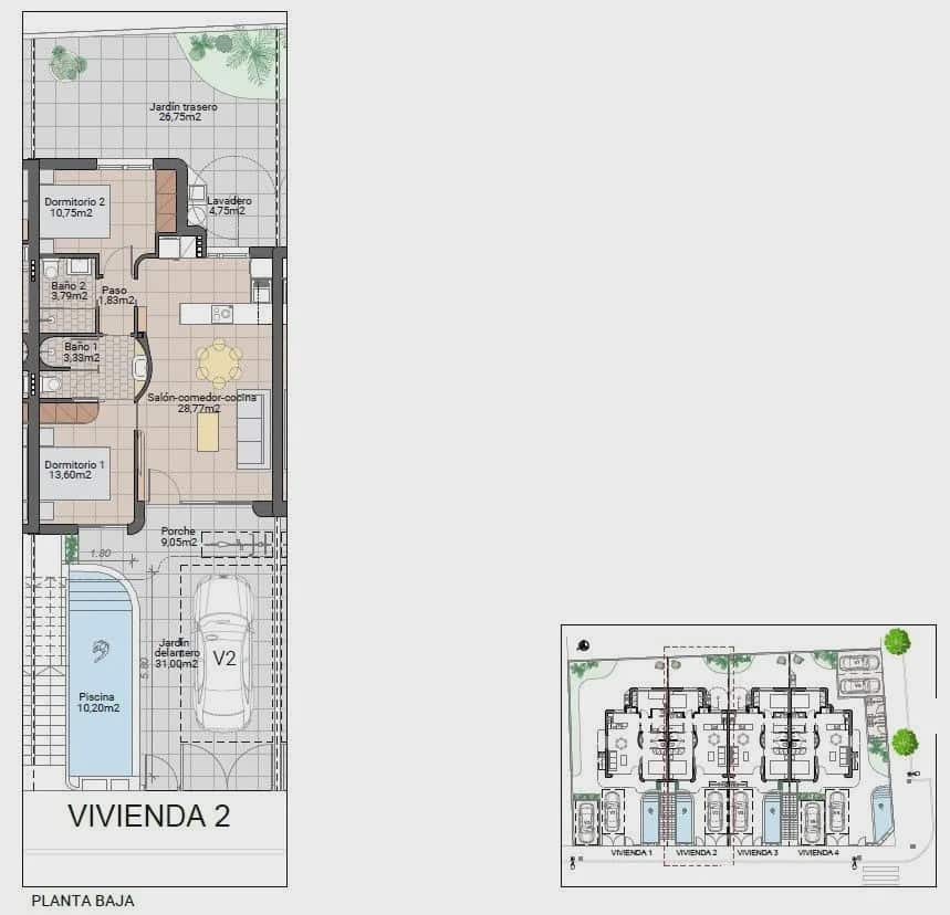 2 slaapkamer Bungalow te koop in Pilar de la Horadada met zwembad garage - € 274.900 (Ref: 9968556)