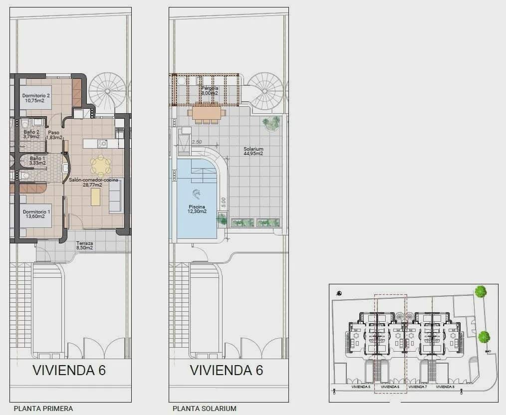 2 sypialnia Bungalow na sprzedaż w Pilar de la Horadada z basenem garażem - 299 900 € (Ref: 9968557)
