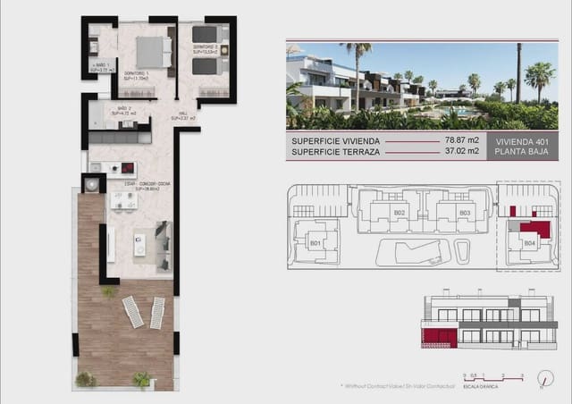 2 Zimmer Bungalow zu verkaufen in Ciudad Quesada, Rojales mit Pool Garage - 314.000 € (Ref: 9968560)