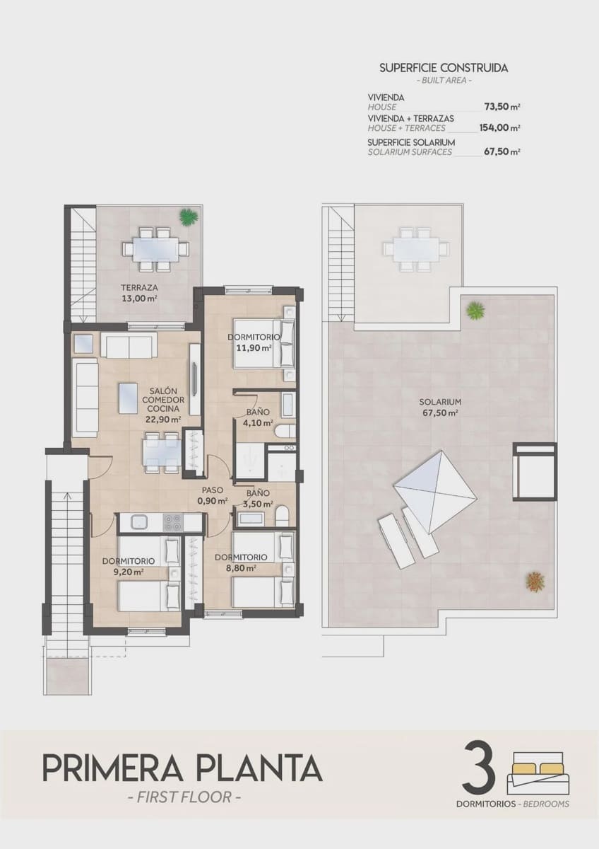 3 sypialnia Bungalow na sprzedaż w San Miguel de Salinas z basenem garażem - 272 152 € (Ref: 9968808)