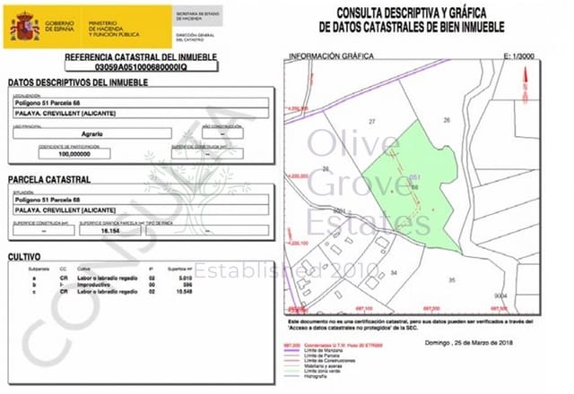 Teren niezagospodarowany na sprzedaż w Crevillente / Crevillent - 135 000 € (Ref: 9631402)