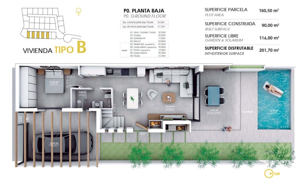 3 soveværelse Rækkehus til salg i Vera med swimmingpool garage - € 289.000 (Ref: 8729252)