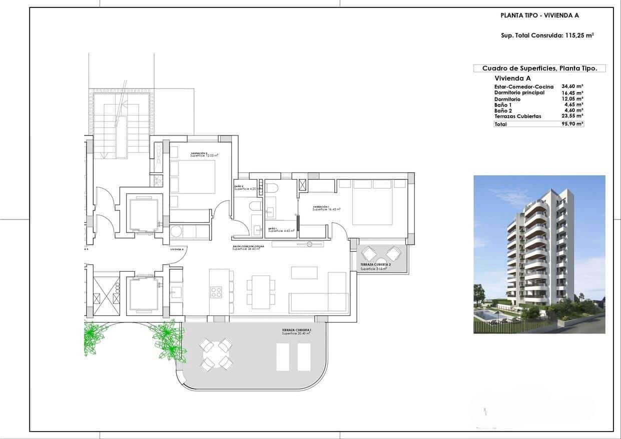 2 quarto Apartamento para venda em Guardamar del Segura com piscina - 269 000 € (Ref: 9415864)
