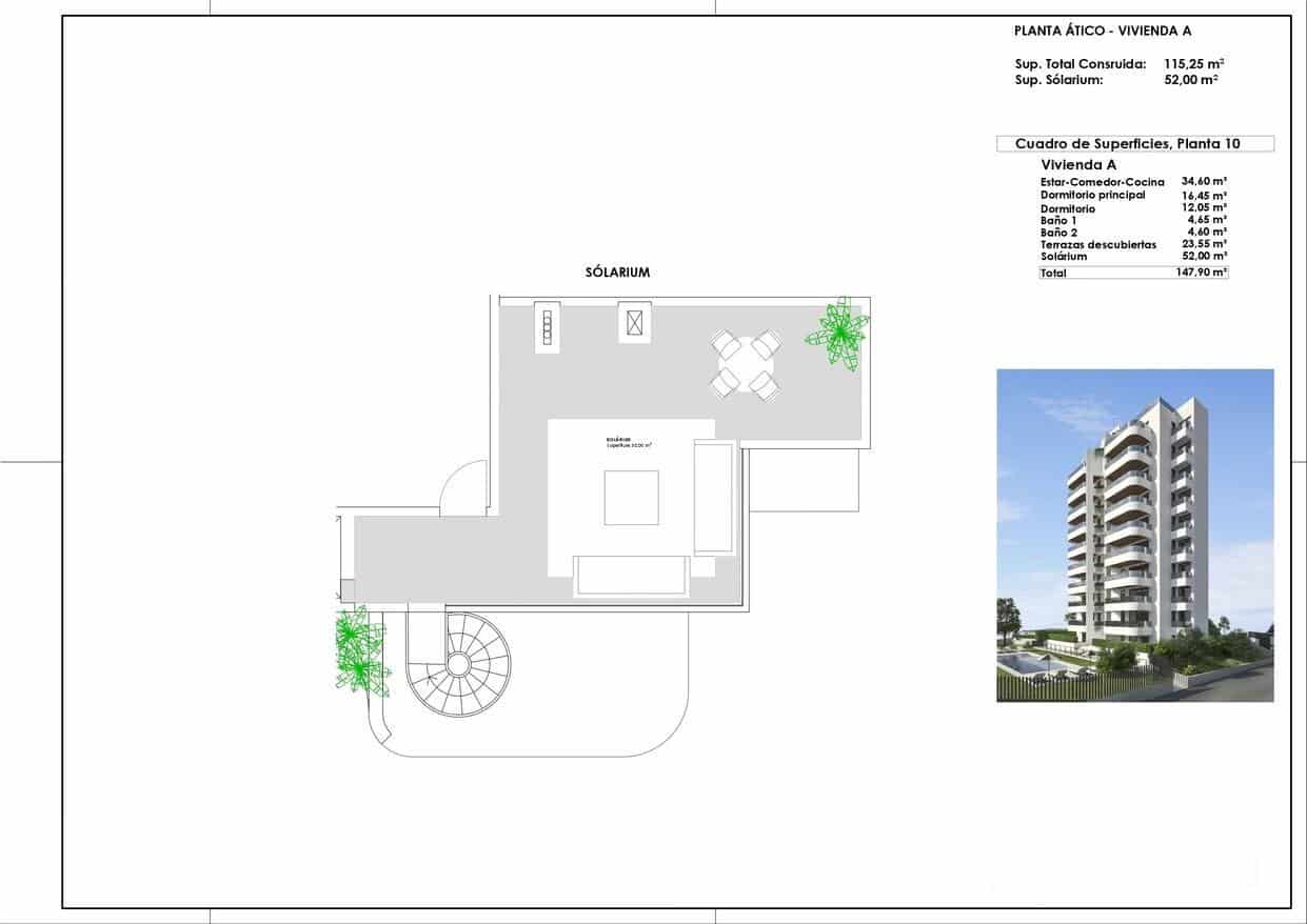 2 makuuhuone Kattohuoneisto myytävänä paikassa Guardamar del Segura mukana uima-altaan - 539 000 € (Ref: 9427138)