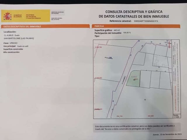 Bouwgrond te koop in San Bartolomé - € 132.000 (Ref: 9100428)