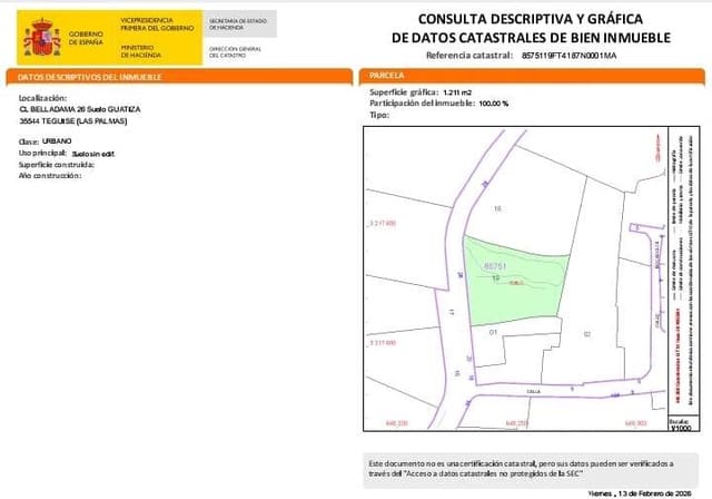 Byggetomt til salgs i Guatiza, Teguise - € 180 000 (Ref: 9625158)