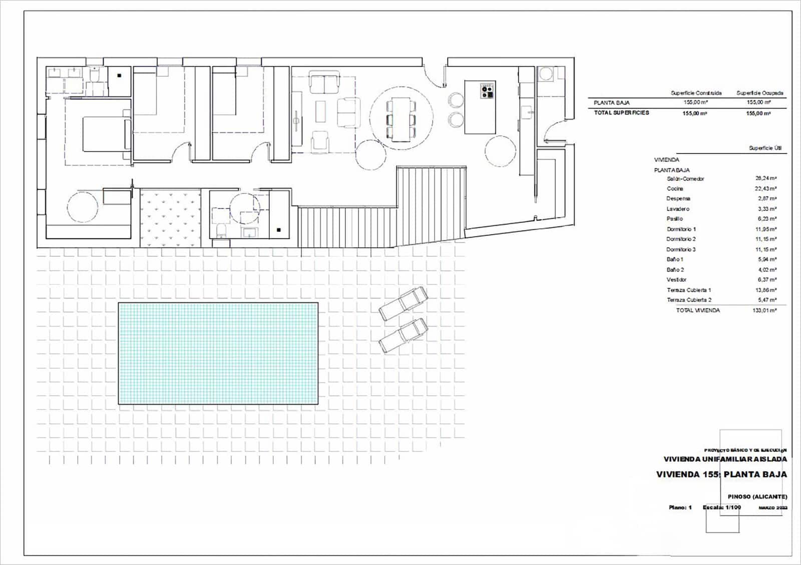 3 bedroom Villa for sale in Pinoso with pool - € 318,525 (Ref: 3240471)