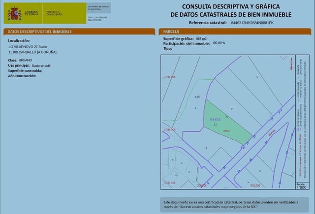 Terreno para Construção para venda em Carballo - 35 000 € (Ref: 3425116)
